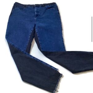 Women’s Good American Two-Tone High Rise Jeans With Frayed Size 16